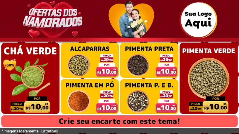 Modelo de TV para TV Horizontal com o tema Ofertas Dos Namorados para Produtos Naturais