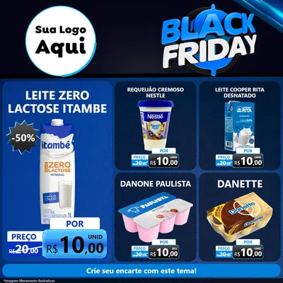 Modelo de Rede Social para Feed Facebook com o tema Black Friday para Frios e Laticínios