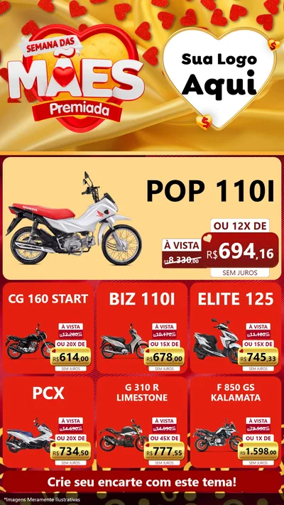 Modelo de Rede Social para Stories com o tema Semana das Mães Premiada para Concessionaria de Motos