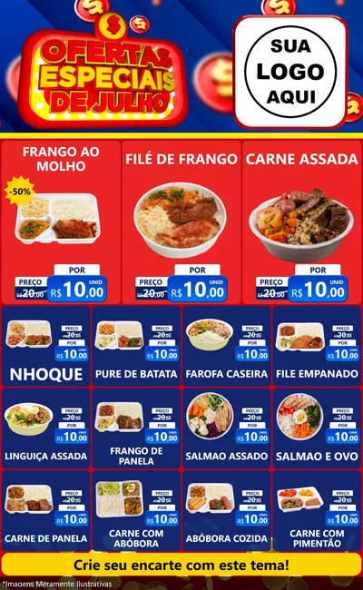 Modelo de Encarte para Encarte Grande com o tema Ofertas Especiais de Julho para Restaurante