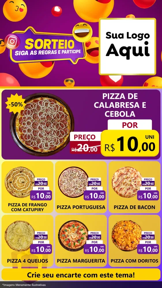 Modelo de Rede Social para Stories com o tema Sorteio para Pizzaria