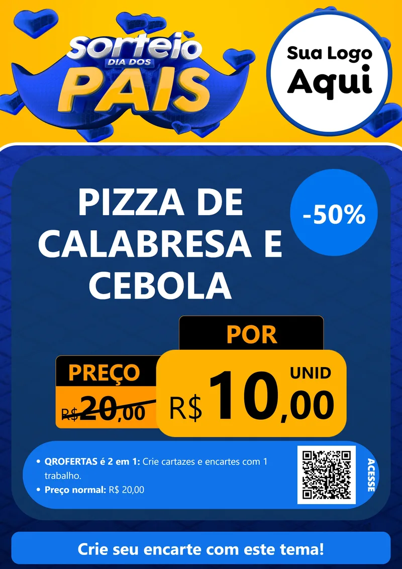 Modelo de Cartaz para Cartaz A4 Vertical com o tema Sorteio Dia dos Pais para Pizzaria