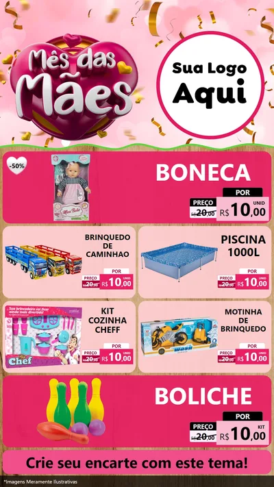 Modelo de TV para TV Vertical com o tema Mês das Mães para Brinquedos