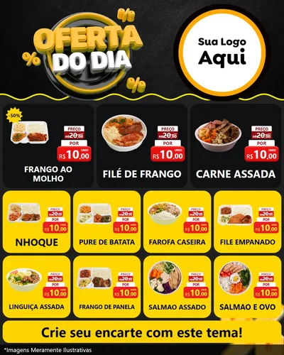 Modelo de Rede Social para Feed Instagram com o tema Oferta Do Dia para Restaurante
