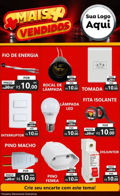 Modelo de Encarte para Encarte Grande com o tema Mais Vendidos para Materiais Elétricos
