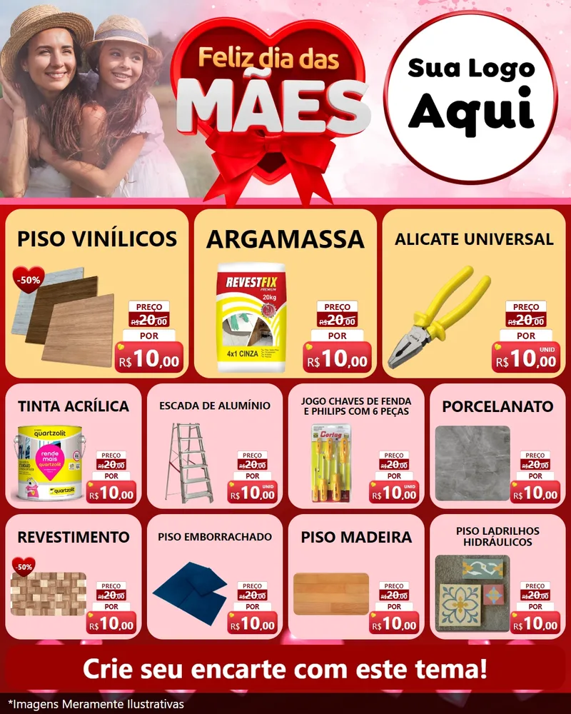 Modelo de Rede Social para Feed Instagram com o tema Feliz Dia Das Mães para Material para Construção