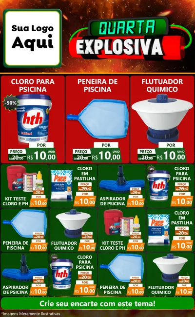 Modelo de Encarte para Encarte Grande com o tema Quarta Explosiva para Produtos para Piscina