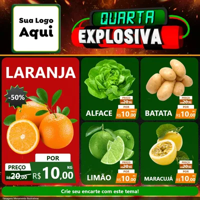 Modelo de Rede Social para Feed Facebook com o tema Quarta Explosiva para Hortifrúti
