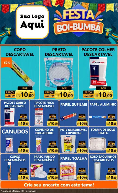 Modelo de Encarte para Encarte Grande com o tema Festa Boi Bumbá para Embalagens
