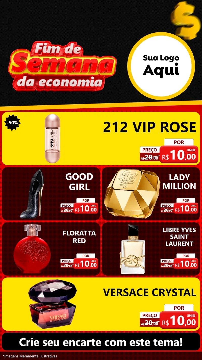 Modelo de TV para TV Vertical com o tema Fim de Semana da Economia para Perfumes
