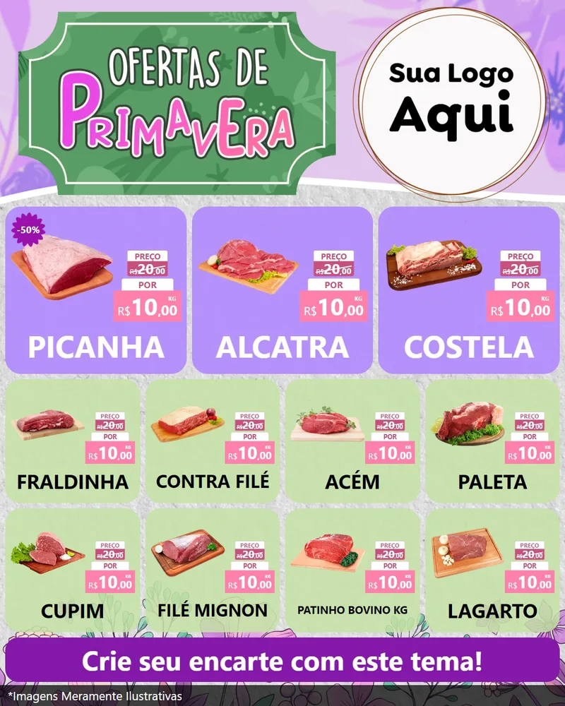Modelo de Rede Social para Feed Instagram com o tema Ofertas de Primavera para Açougue