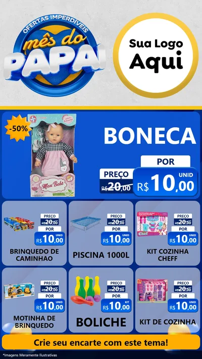 Modelo de Rede Social para Stories com o tema Ofertas Imperdíveis Mês Do Papai para Brinquedos