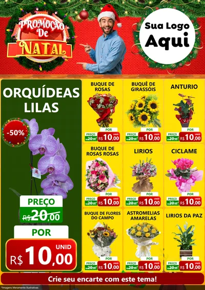 Modelo de Encarte para Encarte A4 Vertical com o tema Promoção de Natal para Floricultura e jardim