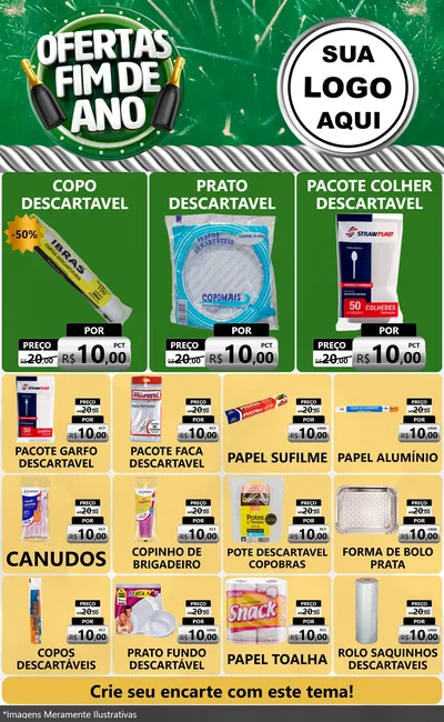 Modelo de Encarte para Encarte Grande com o tema Ofertas Fim de Ano para Embalagens