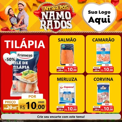 Modelo de Rede Social para Feed Facebook com o tema Arraiá dos Namorados para Peixaria
