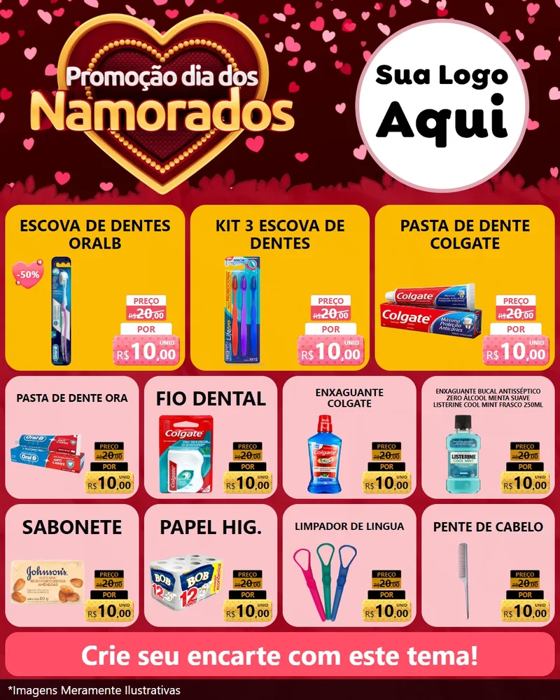 Modelo de Rede Social para Feed Instagram com o tema Promoção Dia Dos Namorados para Higiene Pessoal