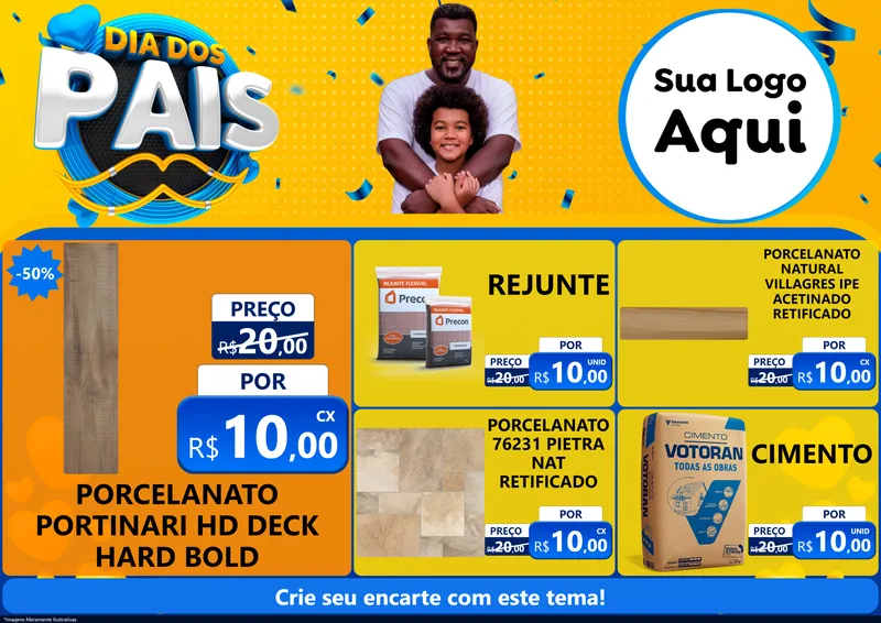 Modelo de Encarte para Encarte A4 Horizontal com o tema Dia dos Pais para Pisos e revestimentos
