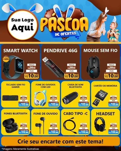 Modelo de Rede Social para Feed Instagram com o tema Páscoa de Ofertas para Informática