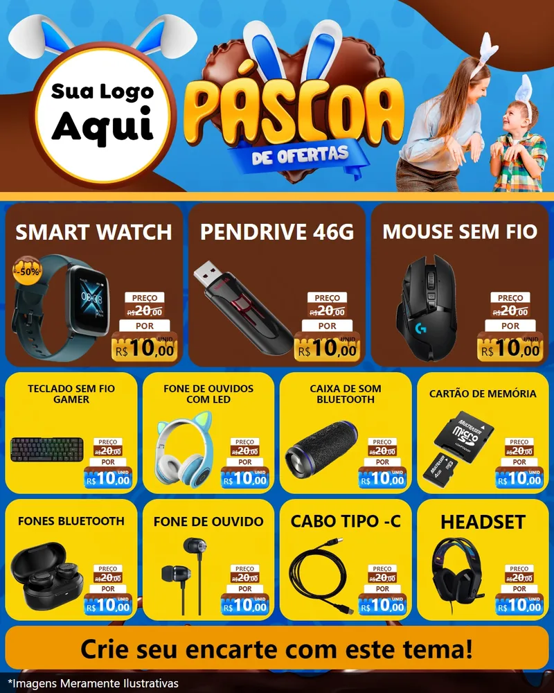 Modelo de Rede Social para Feed Instagram com o tema Páscoa de Ofertas para Informática