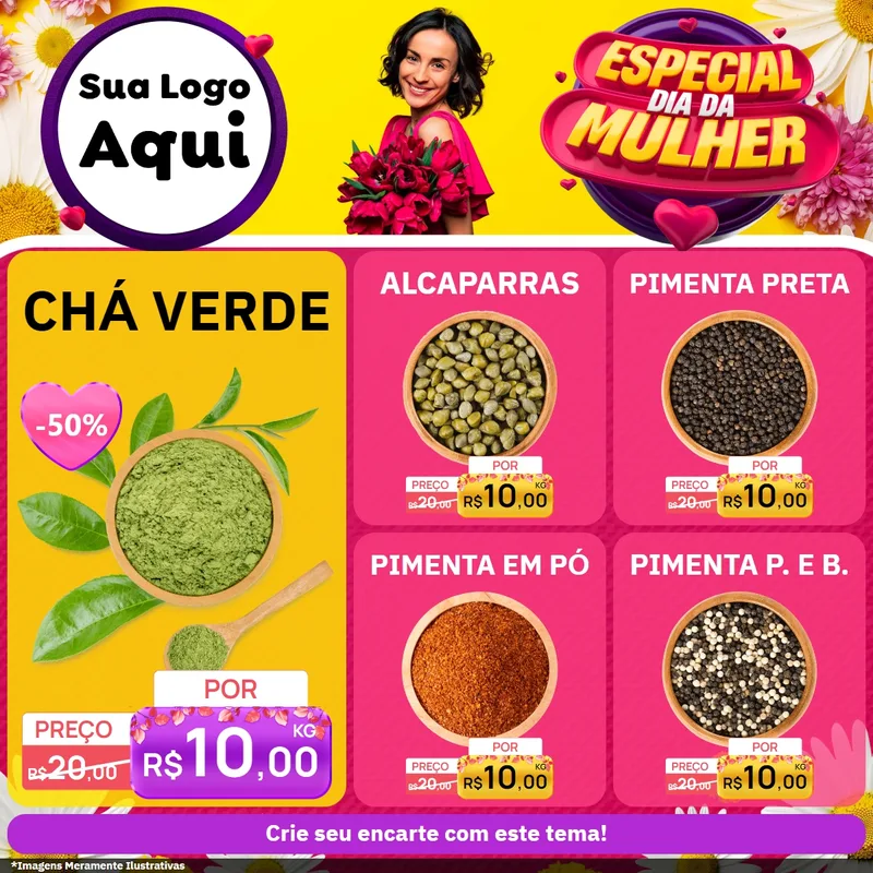 Modelo de Rede Social para Feed Facebook com o tema Especial Dia da Mulher para Produtos Naturais
