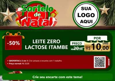 Modelo de Cartaz para Cartaz A4 Horizontal com o tema Sorteio de Natal para Frios e Laticínios