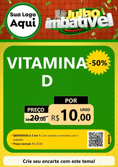 Modelo de Cartaz para Cartaz A4 Vertical com o tema Julho Imbatível para Farmácia