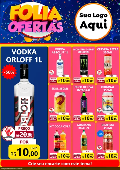 Modelo de Encarte para Encarte A4 Vertical com o tema Folia de Ofertas para Distribuidora de bebidas