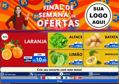 Modelo de Encarte para Encarte A4 Horizontal com o tema Final de Semana de Ofertas para Hortifrúti