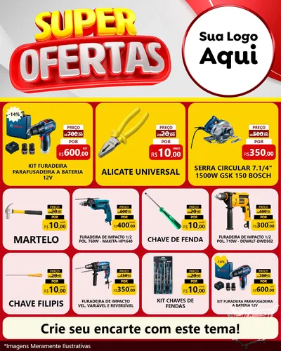 Modelo de Rede Social para Feed Instagram com o tema Super Ofertas para Maquinas e Ferramentas