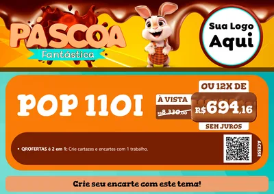 Modelo de Cartaz para Cartaz A4 Horizontal com o tema Páscoa Fantástica para Concessionaria de Motos