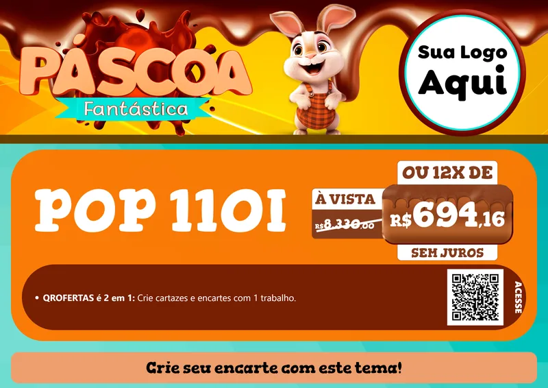 Modelo de Cartaz para Cartaz A4 Horizontal com o tema Páscoa Fantástica para Concessionaria de Motos