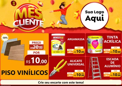 Modelo de Encarte para Encarte A4 Horizontal com o tema Mês do Cliente para Material para Construção