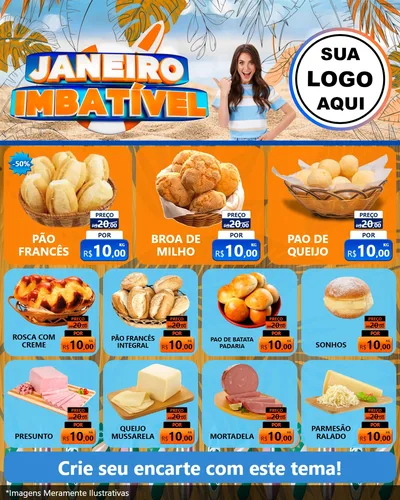 Modelo de Rede Social para Feed Instagram com o tema Janeiro Imbatível para Padaria