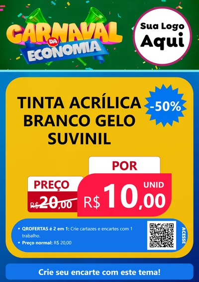 Modelo de Cartaz para Cartaz A4 Vertical com o tema Carnaval da Economia para Tintas e Ferramentas