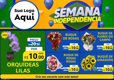 Modelo de Encarte para Encarte A4 Horizontal com o tema Semana da Independência para Floricultura e jardim