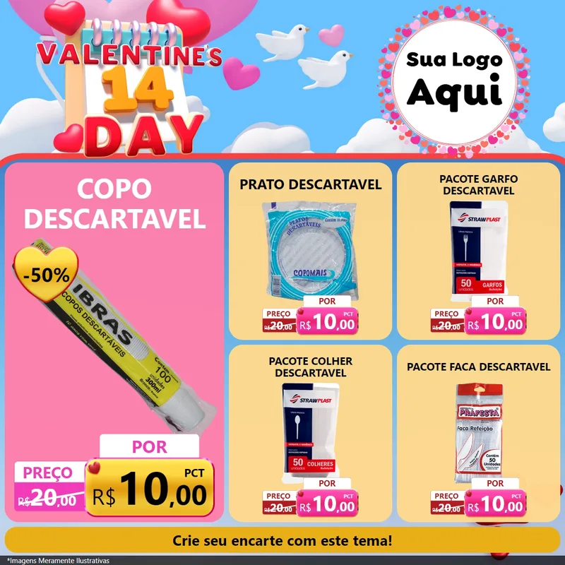 Modelo de Rede Social para Feed Facebook com o tema Valentine's Day para Embalagens