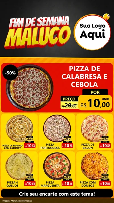Modelo de Rede Social para Stories com o tema Final de Semana Maluco para Pizzaria
