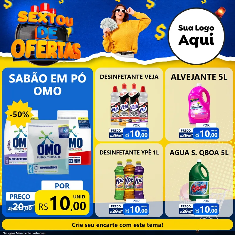 Modelo de Rede Social para Feed Facebook com o tema Sextou de Ofertas para Produtos de Limpeza