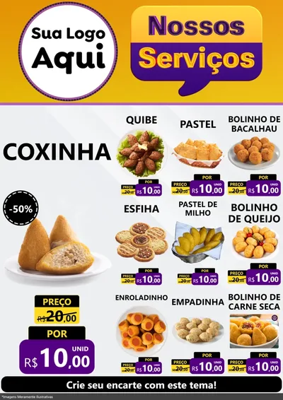 Modelo de Encarte para Encarte A4 Vertical com o tema Nossos Serviços para Salgadaria