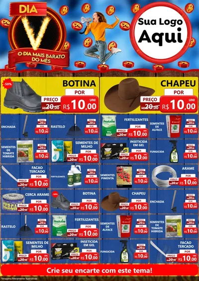 Modelo de Encarte para Encarte A4 Vertical com o tema Dia V - O Dia Mais Barato Do Mês para Agropecuária