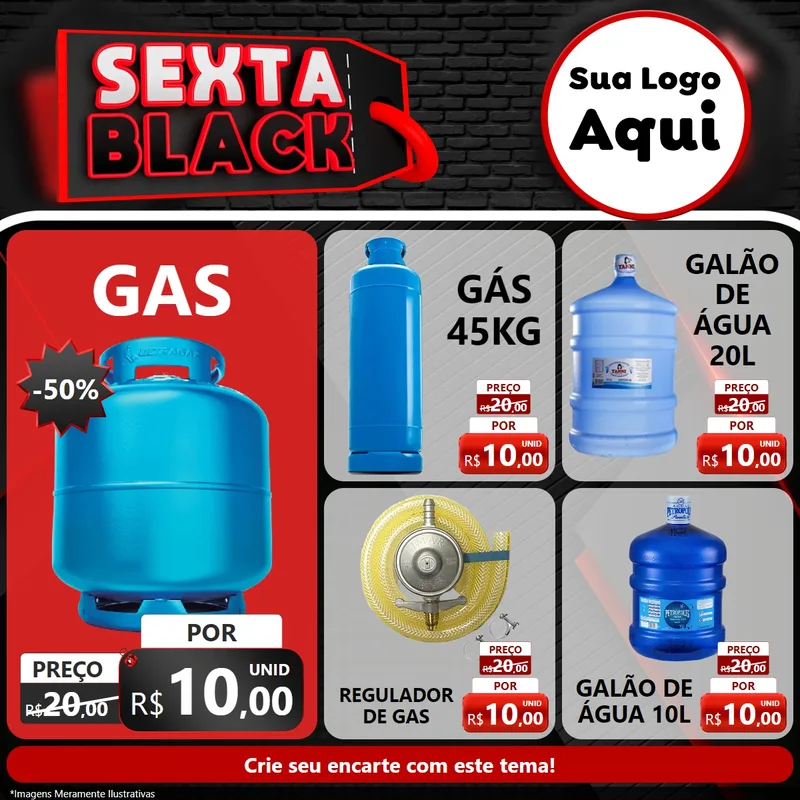 Modelo de Rede Social para Feed Facebook com o tema Sexta Black para Água e gás