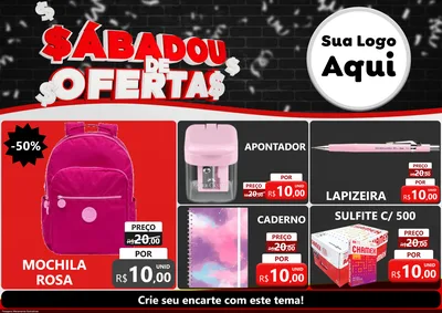 Modelo de Encarte para Encarte A4 Horizontal com o tema Sabadou de Ofertas para Papelaria