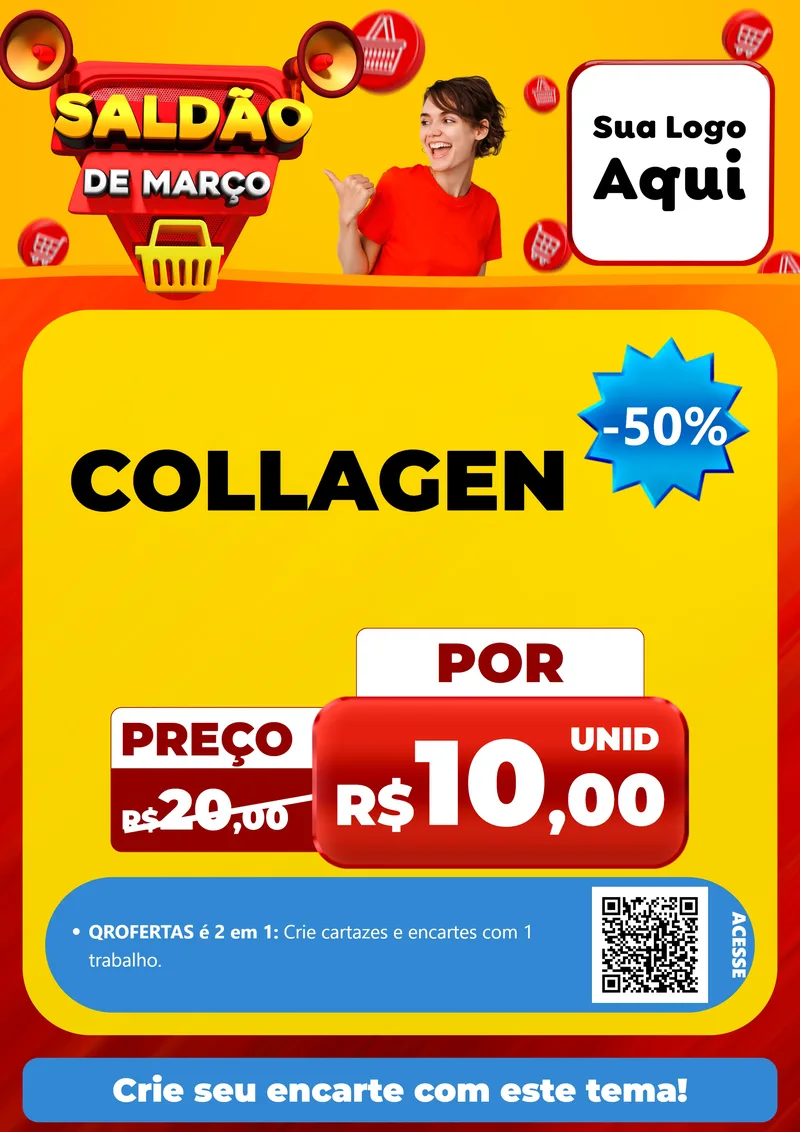 Modelo de Cartaz para Cartaz A4 Vertical com o tema Saldão de Março para Suplementos alimentares