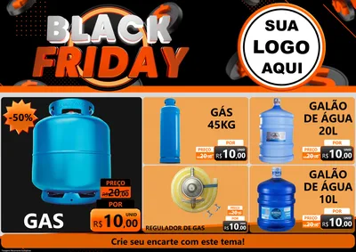 Modelo de Encarte para Encarte A4 Horizontal com o tema Black Friday para Água e gás