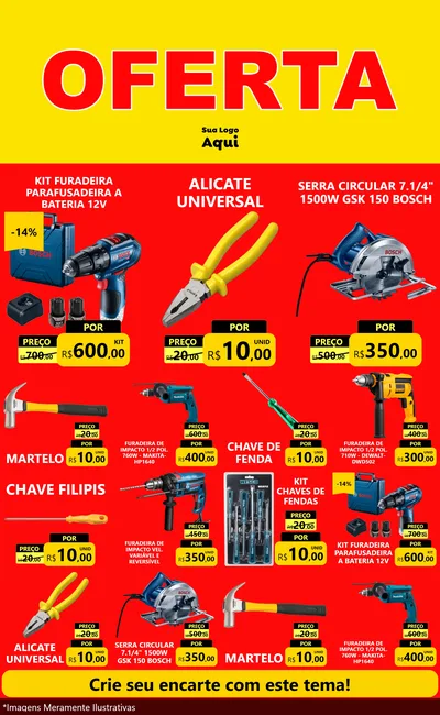 Modelo de Encarte para Encarte Grande com o tema OFERTA - Vermelho Cartaz para Maquinas e Ferramentas
