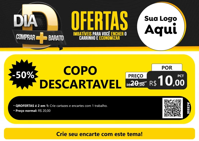 Modelo de Cartaz para Cartaz A4 Horizontal com o tema Dia D Mais Economia para Embalagens