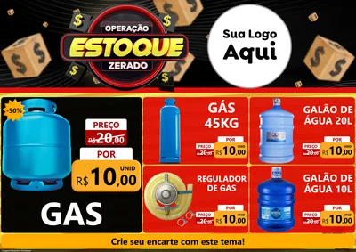 Modelo de Encarte para Encarte A4 Horizontal com o tema Operação Estoque Zerado para Água e gás