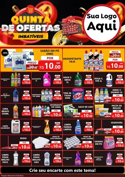 Modelo de Encarte para Encarte A4 Vertical com o tema Quinta de Ofertas Imbatíveis para Produtos de Limpeza
