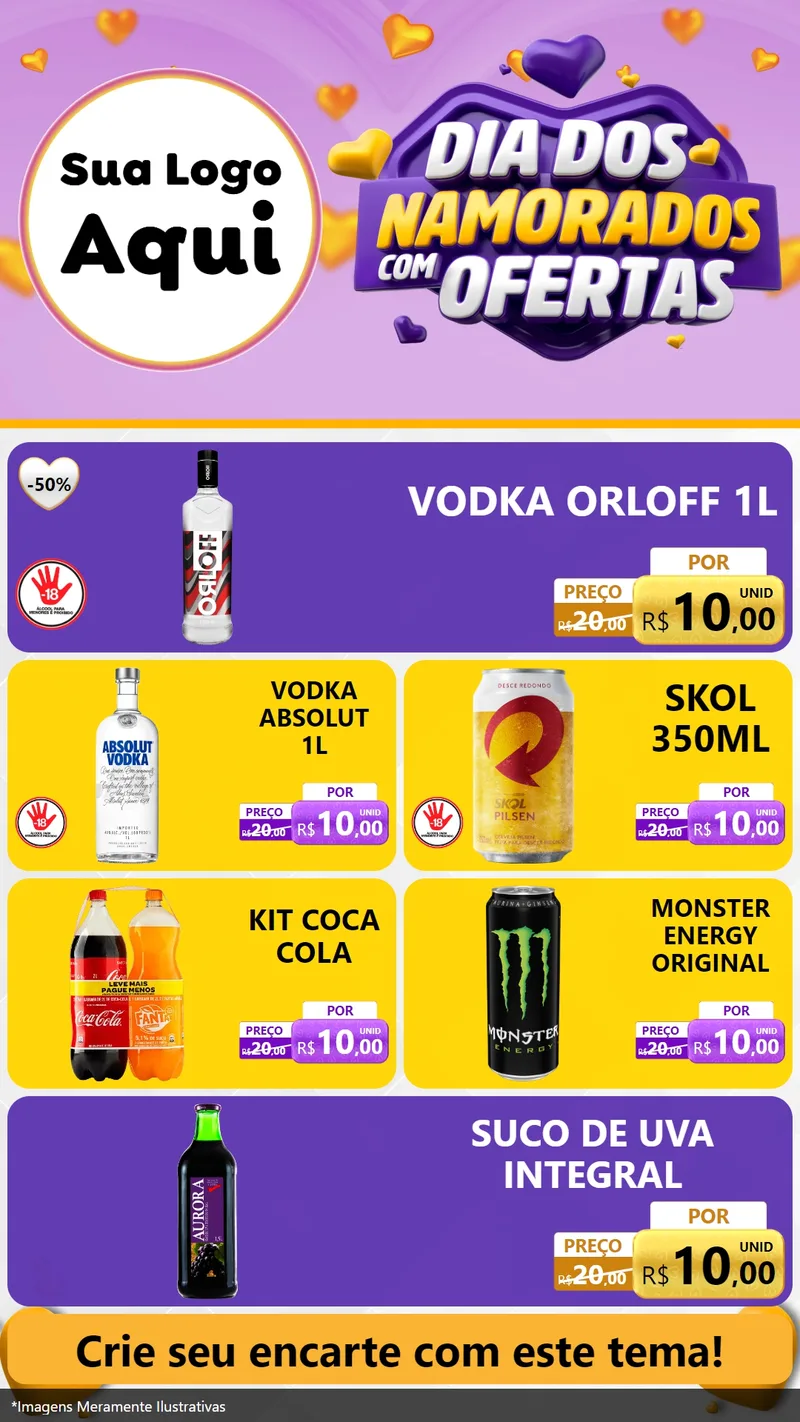 Modelo de TV para TV Vertical com o tema Dia Dos Namorados Com Ofertas para Distribuidora de bebidas