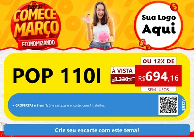 Modelo de Cartaz para Cartaz A4 Horizontal com o tema Comece Março Economizando para Concessionaria de Motos